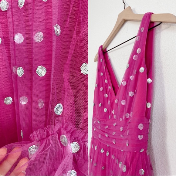 Marchesa Notte sequin dot tulle ruffle dress - Picture 10 of 14